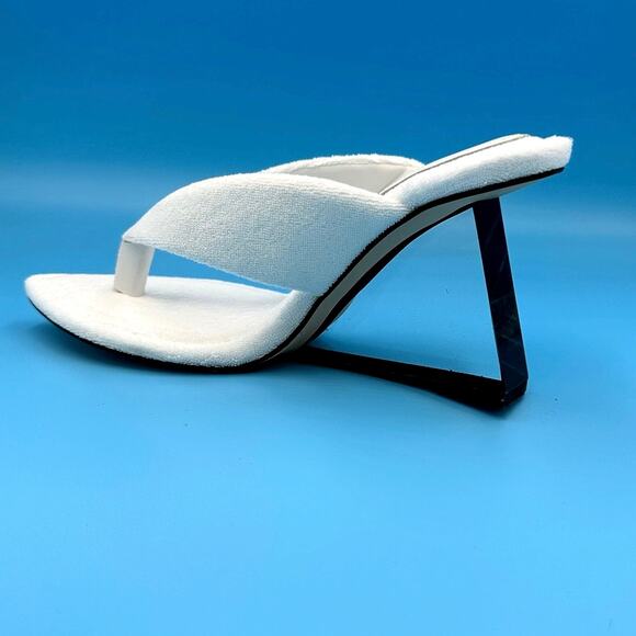 Good American Cinder F*cking Rella Wedge Sandal- White Terry- 10